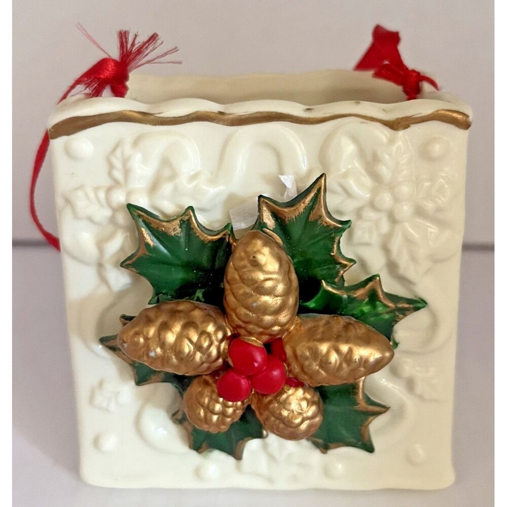 Vintage Hermitage Pottery Christmas Gift Bag Jade Holly CP330 2000